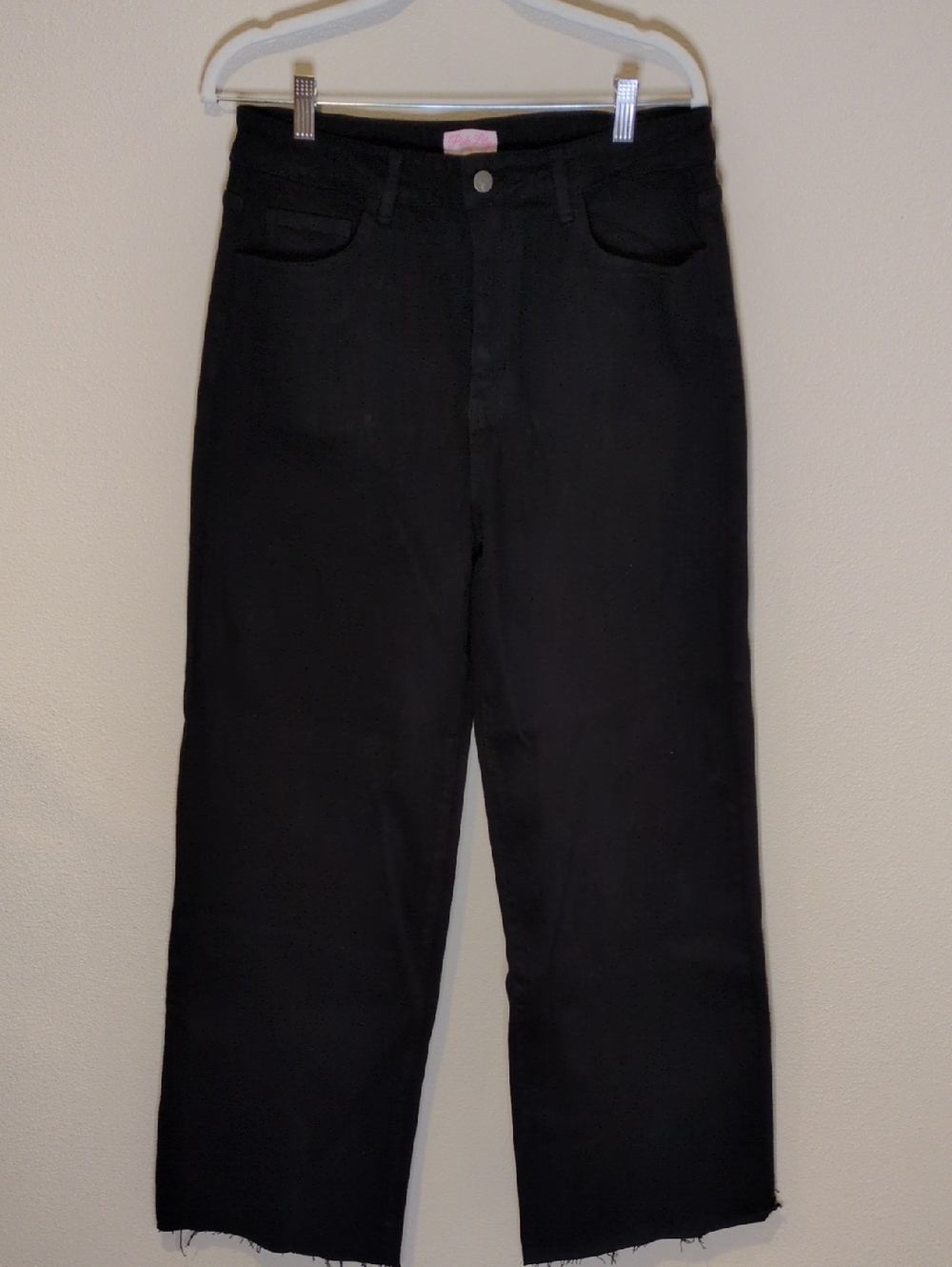 Pink Lily Women's Wide Leg High Rise Relaxed Black Jeans
